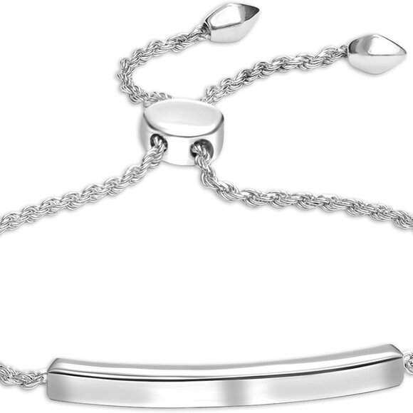 Sterling Silver Italian Adjustable Bolo BraceletLove Sliding Clasp Ball Brace